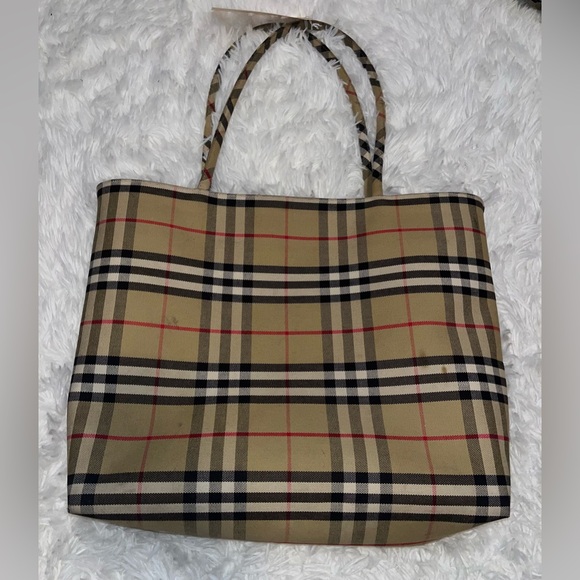 Burberry Beige and Black Checkered Tote - Picture 1 of 11